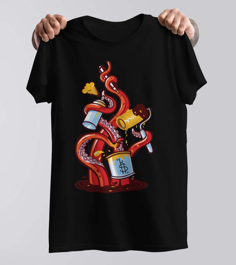 Angle Gravity Octopus Tentacles Paint Chaos T-Shirt