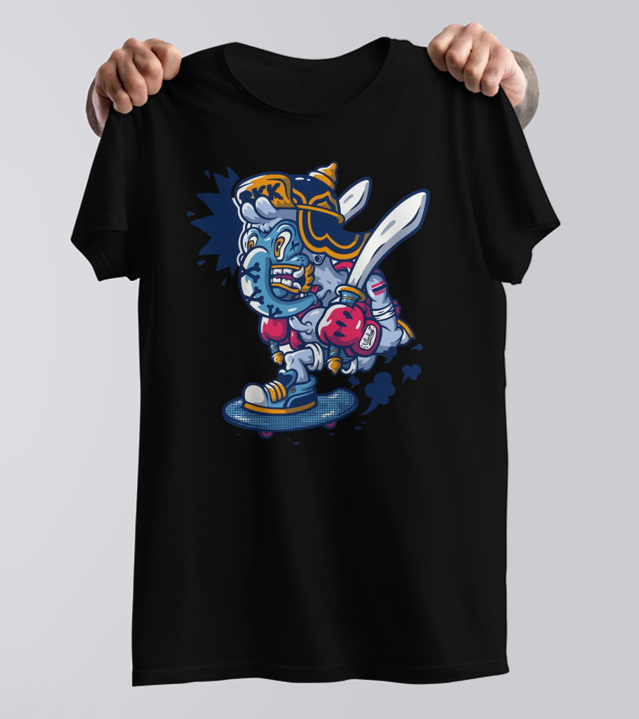 BKK Cartoon Character With Sword And Bat T-Shirt