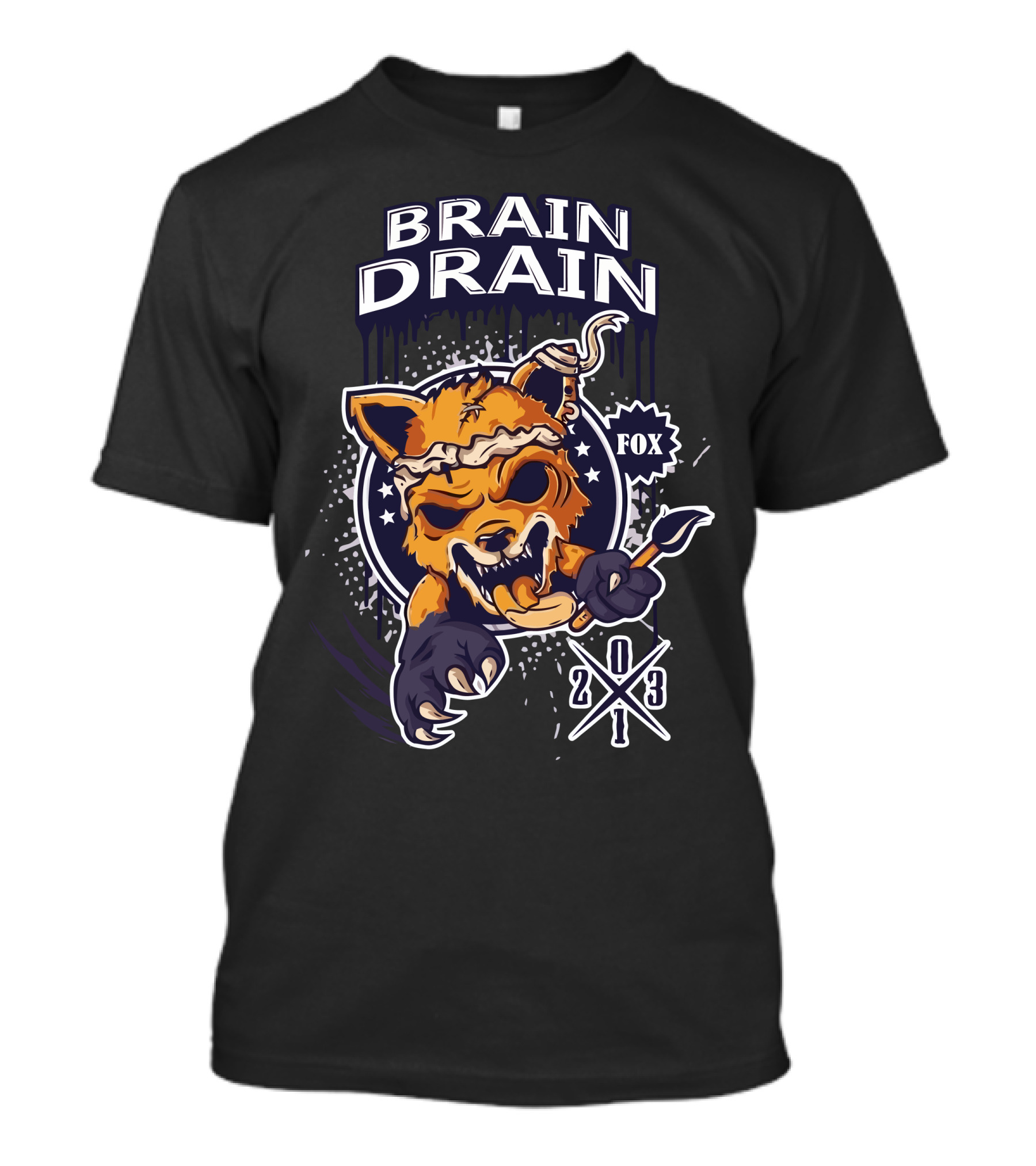 Brain Drain Fox 203 Artist Zombie Fox T-Shirt