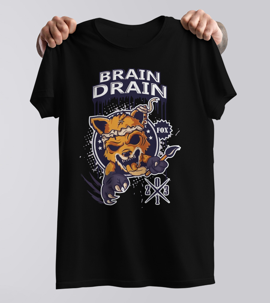 Brain Drain Fox 203 Artist Zombie Fox T-Shirt