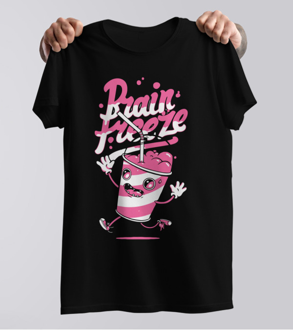 Brain Freeze Smiling Drink With Straw And Ice Cream T-Shirt