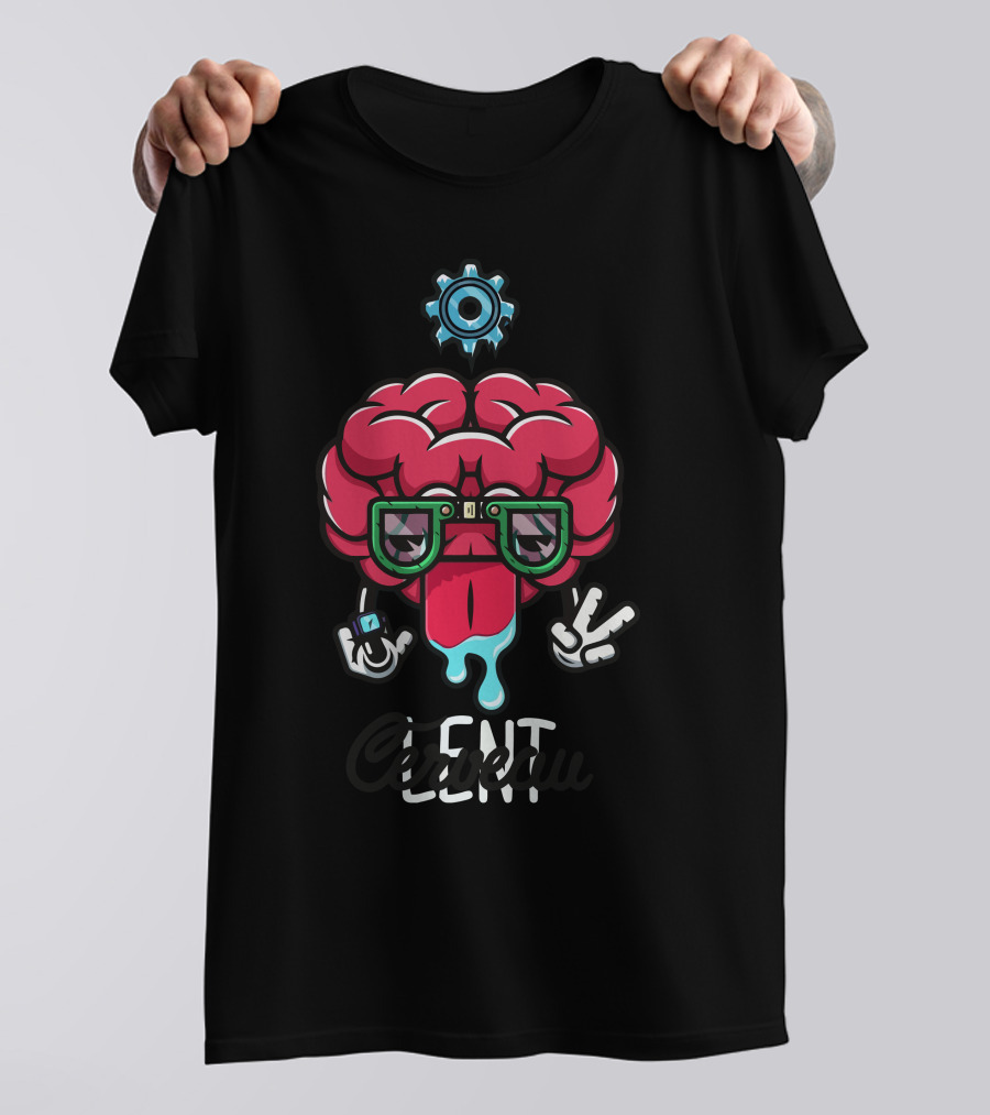 Cerbecul Lent Peace-Loving Brain With Glasses And Gear T-Shirt