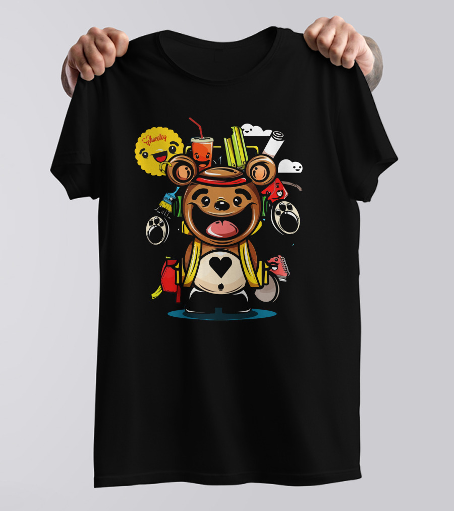 Cheeky Bear With Colorful Snacks And Heart T-Shirt