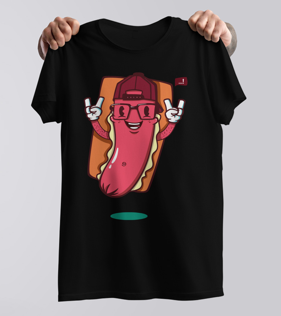 Cool Hotdog Rocking Cap And Sunglasses T-Shirt