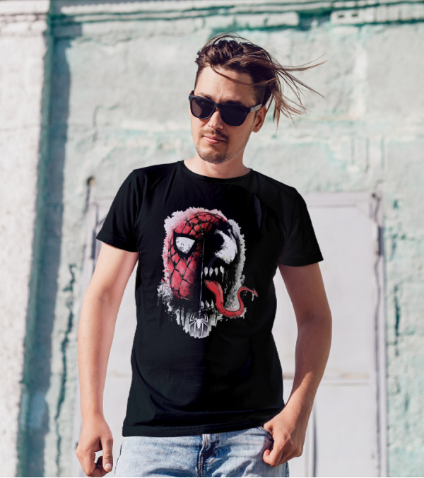 Spider-Man Venom Face Split Corruption T-Shirt