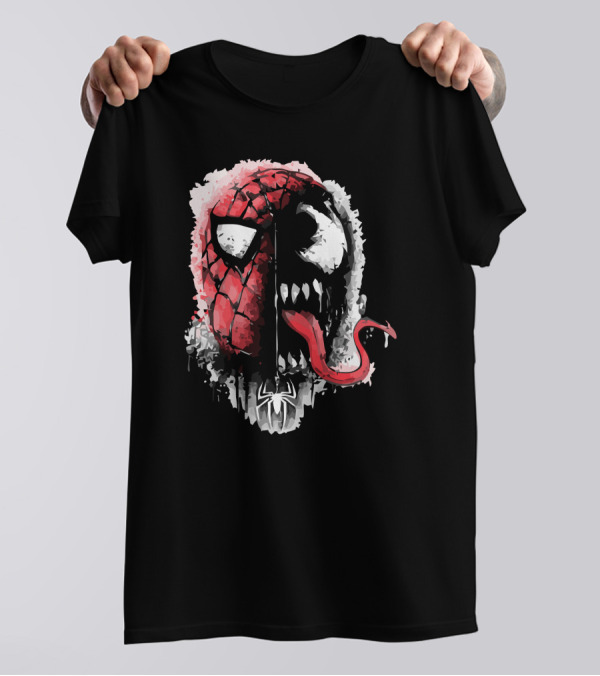 Spider-Man Venom Face Split Corruption T-Shirt