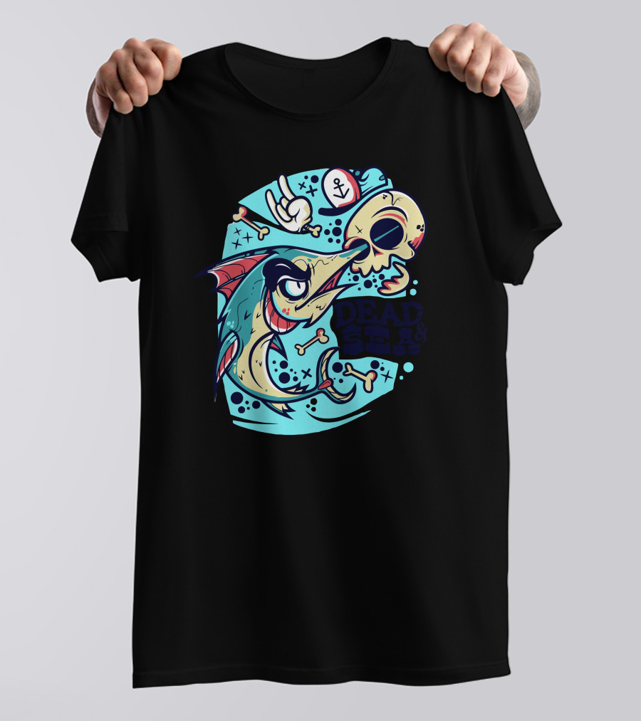 DEAD SEA Monster Fish Skeleton Anchor T-Shirt
