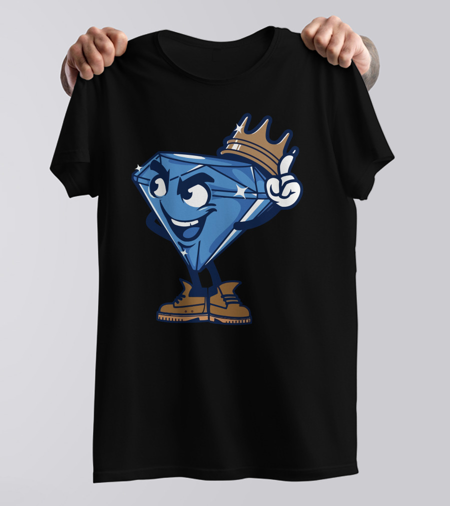 Diamond King Crown Cartoon Character T-Shirt
