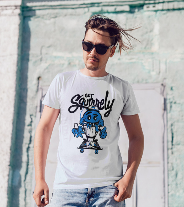Get Squirrely Skateboard Character With Banana Thumbs Up T-Shirt