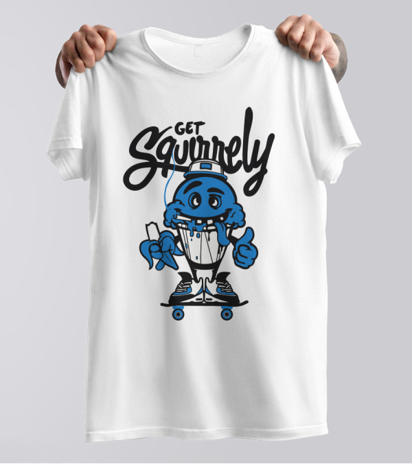 Get Squirrely Skateboard Character With Banana Thumbs Up T-Shirt