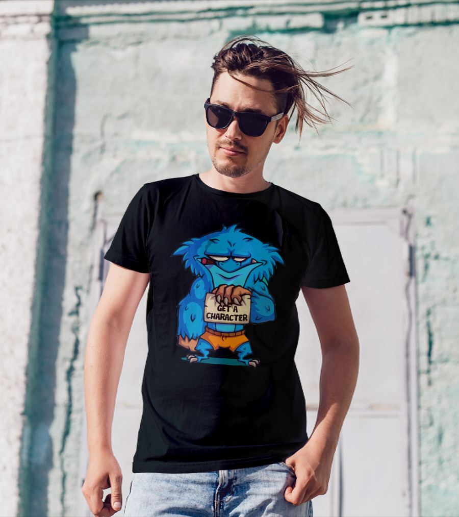 Get A Character Blue Monster With Orange Shorts T-Shirt