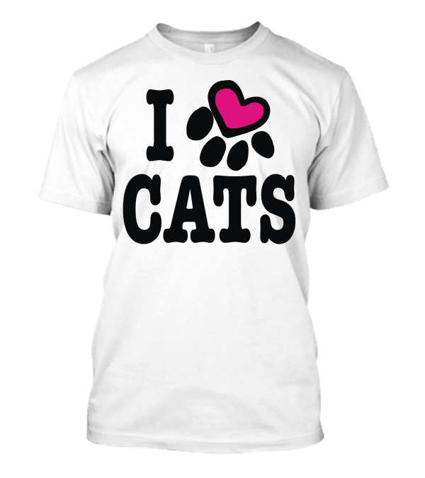 I Heart Cats Paw Print Pink Heart T-Shirt