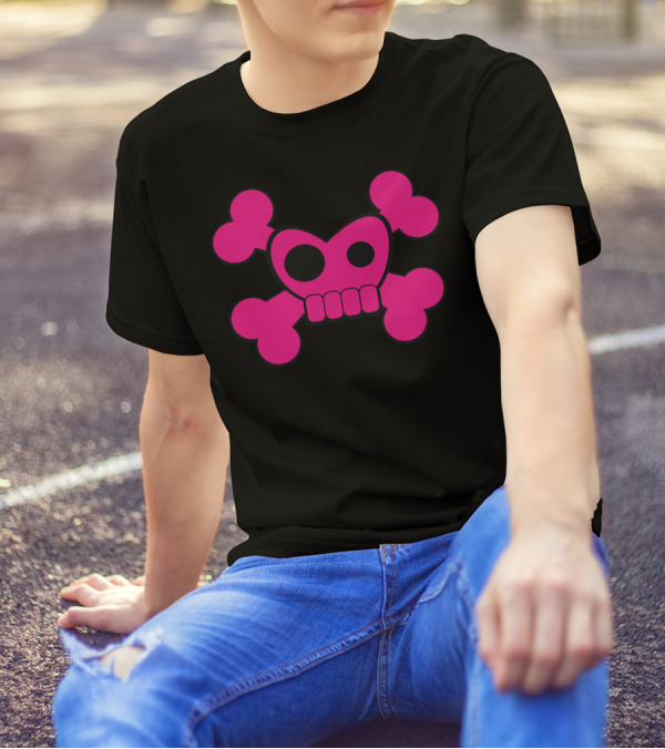 I Heart Skully Roger Cute Pink Skull And Crossbones T-Shirt