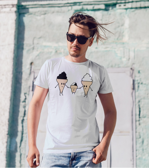 Ice Cream Family Holding Hands With Cute Cones T-Shirt