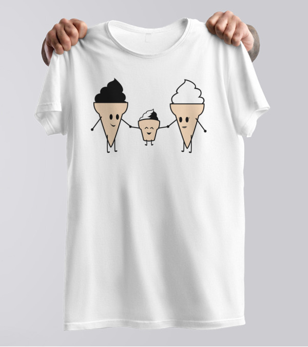 Ice Cream Family Holding Hands With Cute Cones T-Shirt