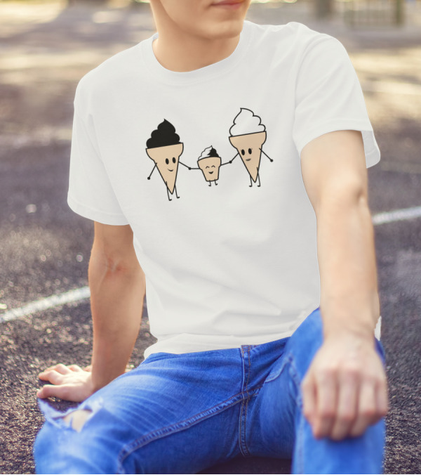 Ice Cream Family Holding Hands With Cute Cones T-Shirt