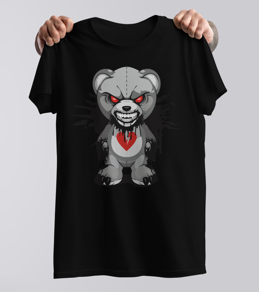 Iconburningeyestudios Evil Teddy With Heart And Red Eyes T-Shirt
