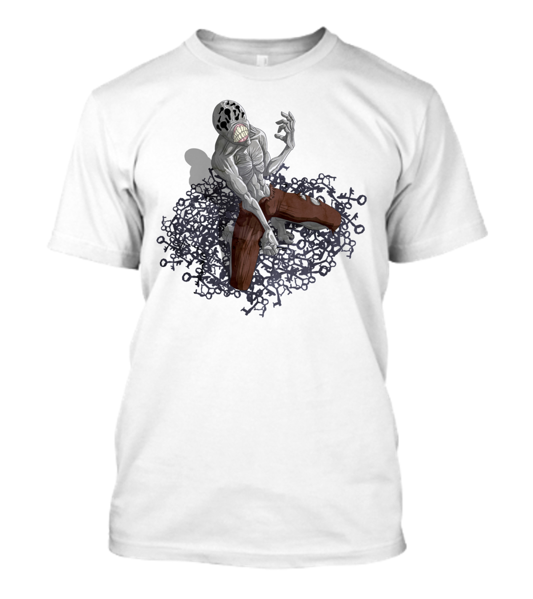 Iconsircostas Mysterious Figure With Distorted Face And Ripped Pants T-Shirt