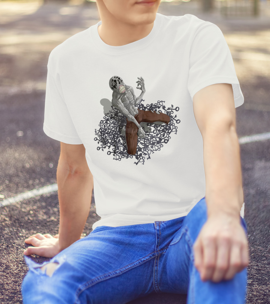 Iconsircostas Mysterious Figure With Distorted Face And Ripped Pants T-Shirt