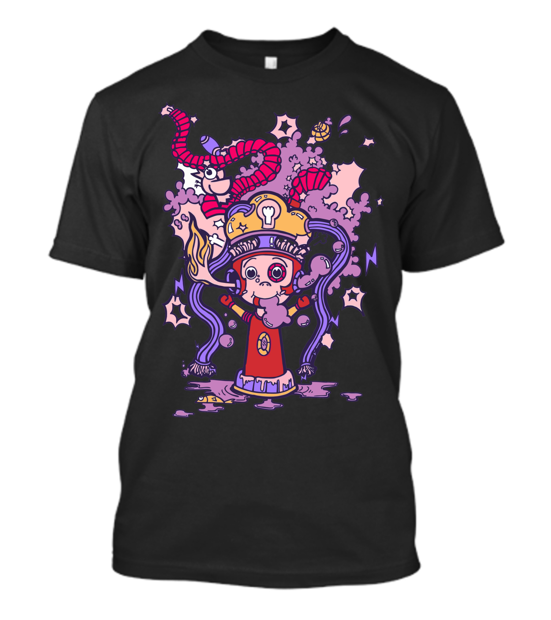 Ignite You Robot Fire Magic With Tentacle And Smoke Fantasy T-Shirt