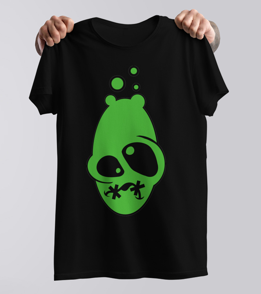 Ill Green Alien Face With Bubble Elements T-Shirt