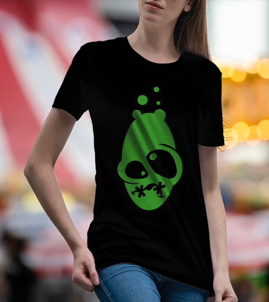 Ill Green Alien Face With Bubble Elements T-Shirt