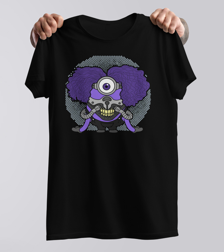 Immortan Minion Mad Max Mashup Cyclopean Character With Purple Hair T-Shirt