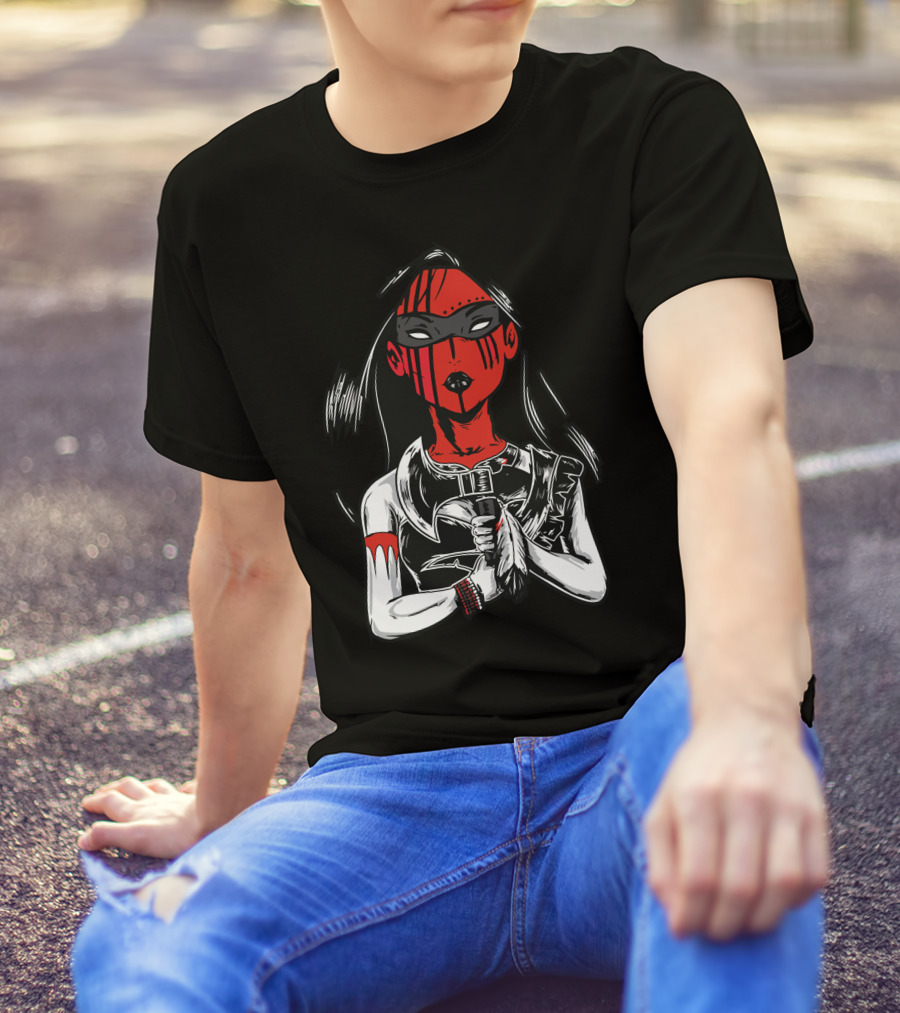 Indian Princess Warrior With Red Mask And Feather T-Shirt