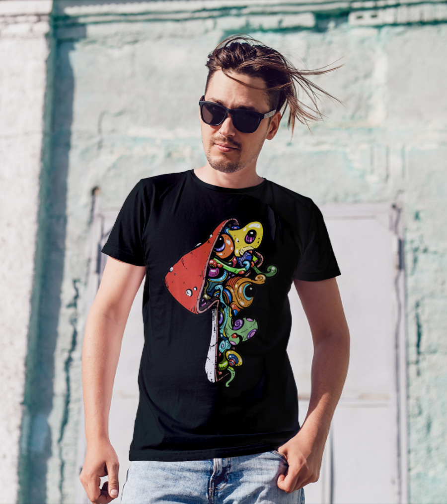 Inside A Mushroom Colorful Trippy Eyeball T-Shirt