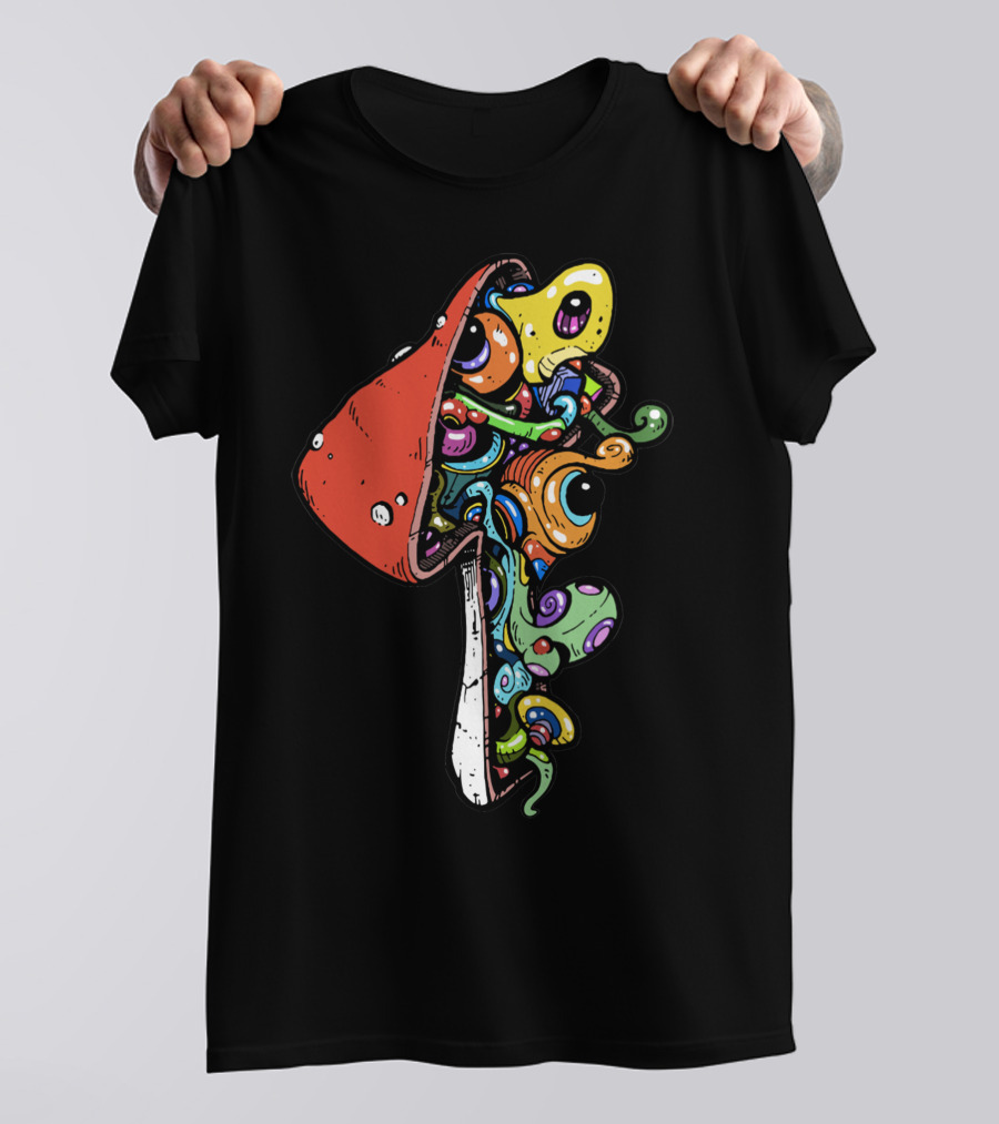 Inside A Mushroom Colorful Trippy Eyeball T-Shirt