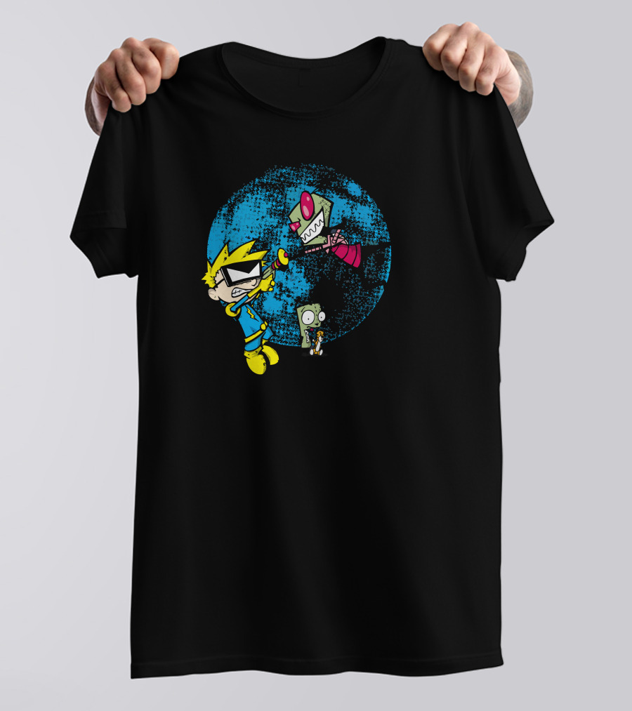 Invader Spiff Versus Irken Invader And Robot Grr - Calvin And Hobbes Meets Invader Zim Crossover T-Shirt
