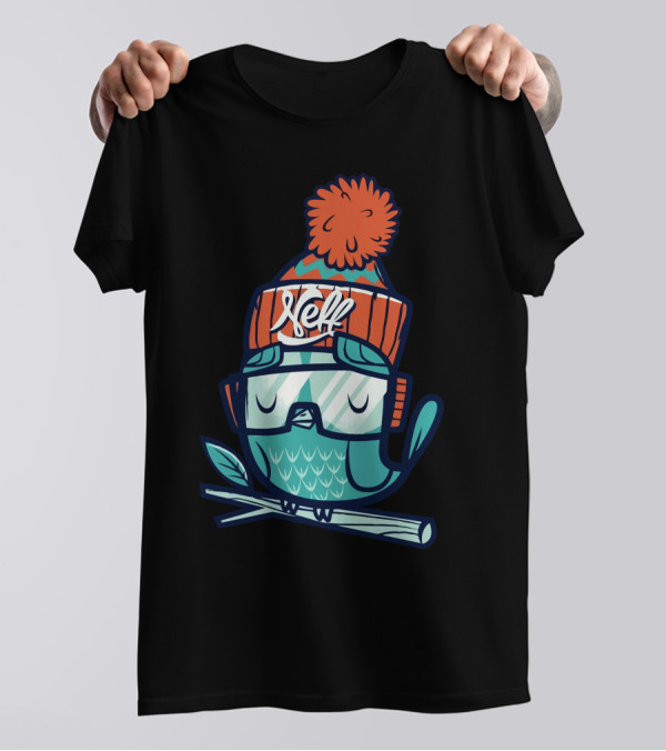 Neft Owl With Pom-Pom Beanie And Glasses T-Shirt