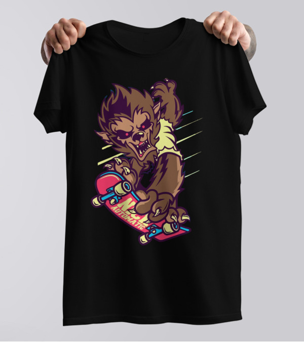 Nick Automatic Werewolf Skateboard Creature T-Shirt