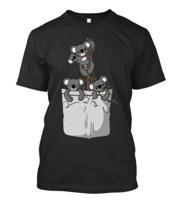 Pocket Koala Bears Trio On Tree Branch In Pocket T-Shirt