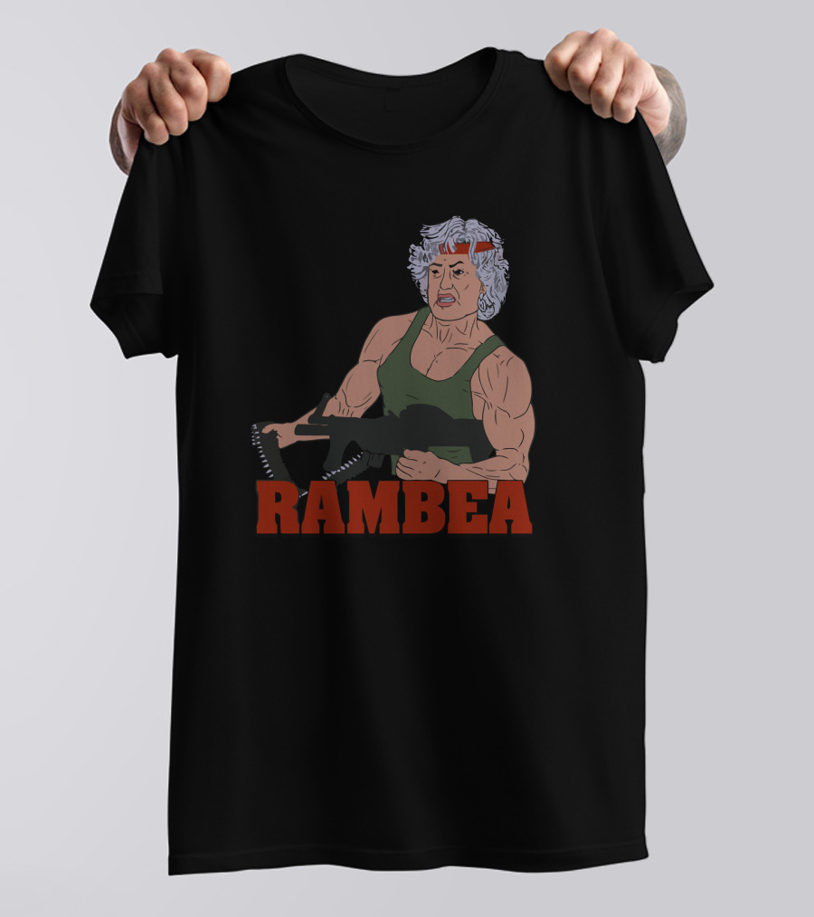 Rambea Granny With Bandana And Machine Gun T-Shirt
