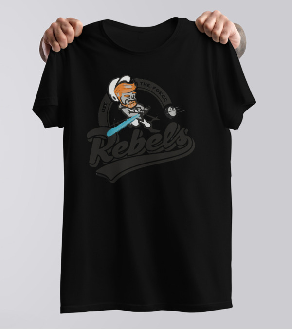 Rebels Cartoon Baseball Character With Bat And Ball T-Shirt