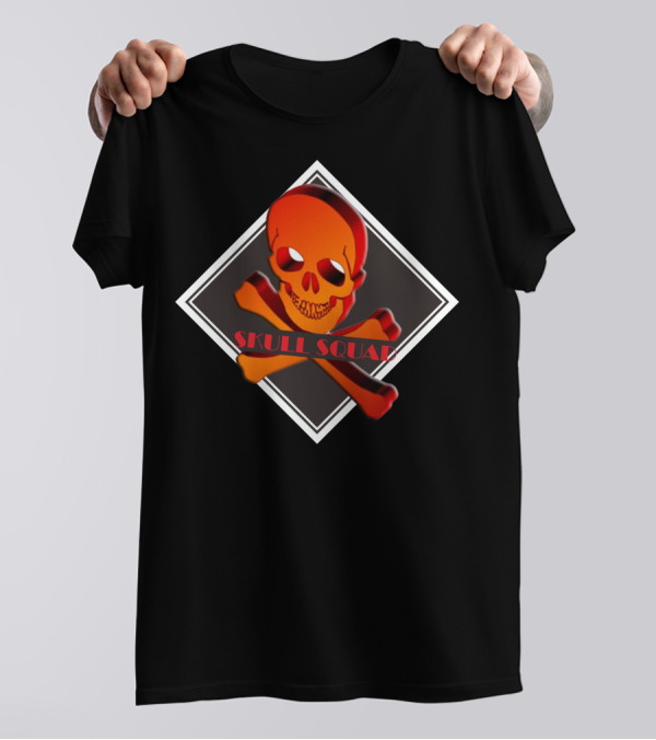 Skull Squad Orange Crossbones Diamond Frame 3D T-Shirt