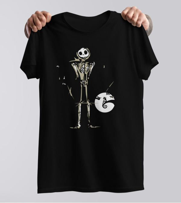 Skeleton Concept Ho Ho Black Cat Moon Nightmare Logic Zero House T-Shirt