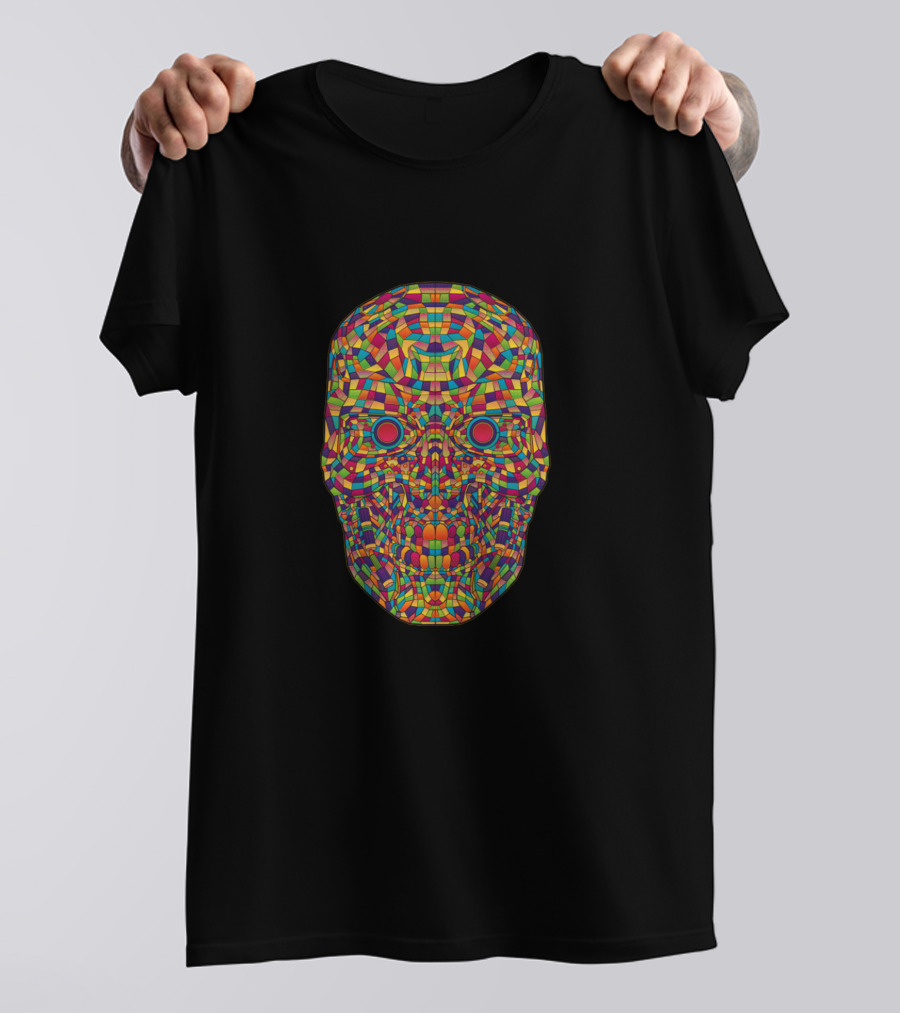 Terminator Psychedelic Mosaic Skull T-Shirt