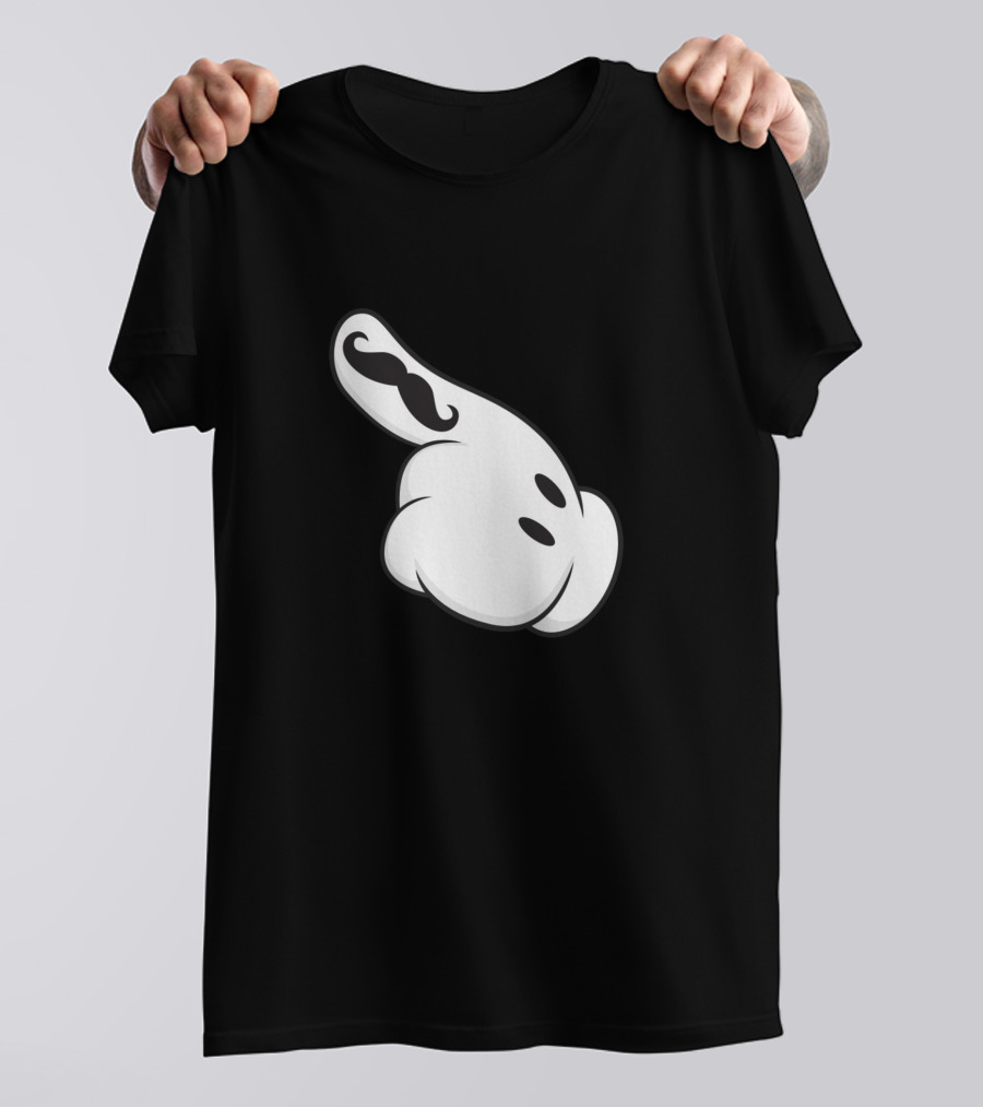 Toon White Glove Pointing Hand With Stylized Mustache T-Shirt