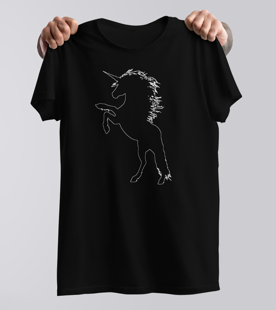 Unicorn Easter Silhouette Outline T-Shirt