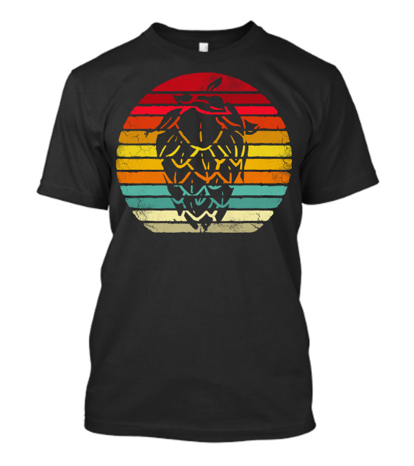 Vintage Hops Leaf Beer Brewing IPA Retro Sunset Stripes T-Shirt