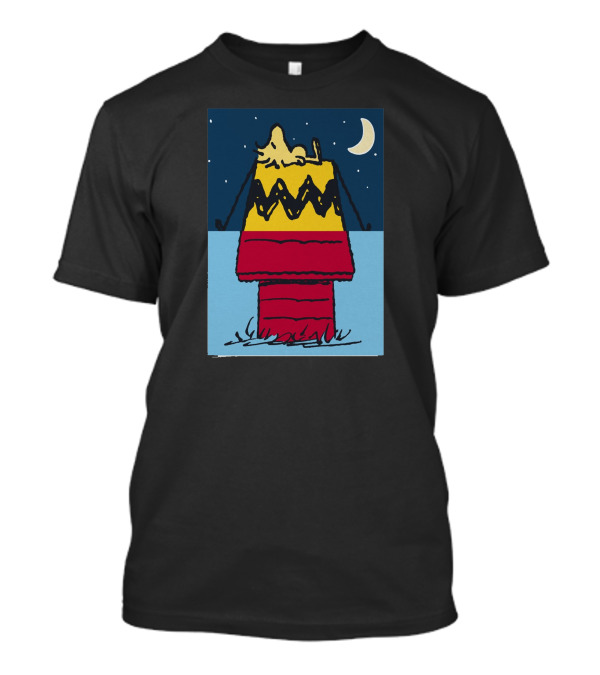 Woodstock Loneliness Snoopy Doghouse Night Moon T-Shirt