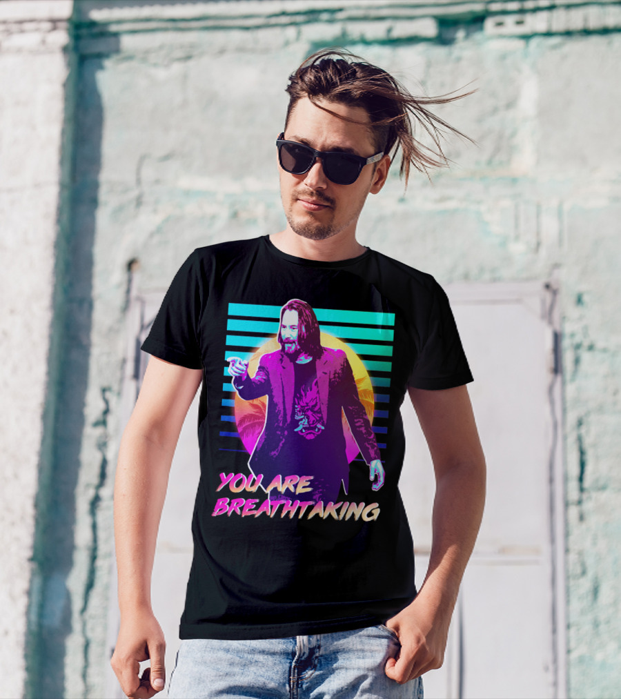 You Are Breathtaking Keanu Reeves Neon Retro Vaporwave T-Shirt
