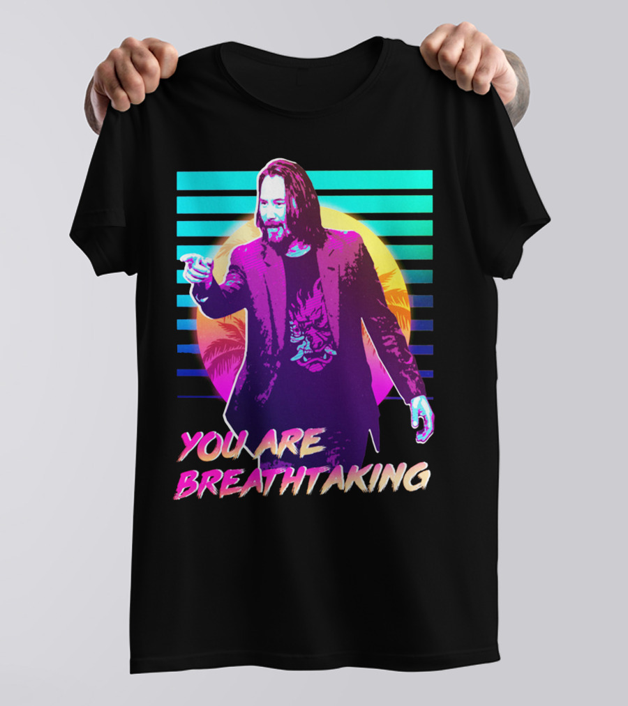 You Are Breathtaking Keanu Reeves Neon Retro Vaporwave T-Shirt
