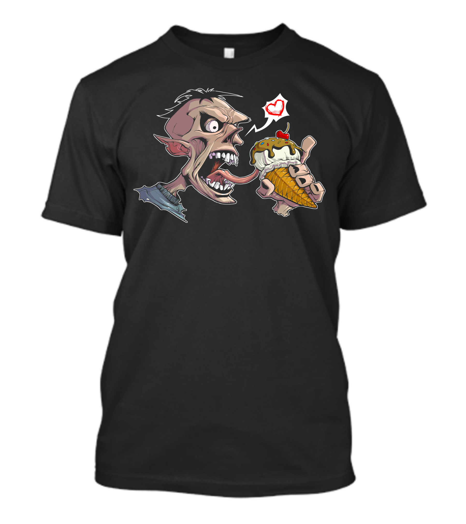Zombie Ice Cream Love Monster With Cherry Cone And Heart T-Shirt