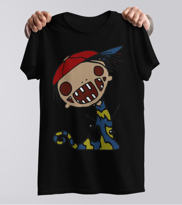 Zombie Ness Doodle Red Hat Cartoon Creature T-Shirt