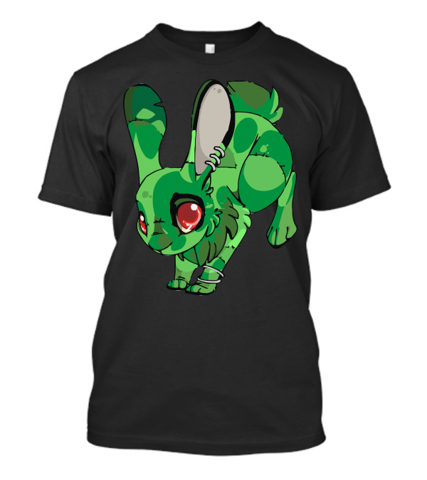 Zombunnie Green Zombie Rabbit With Red Eyes And Stitches T-Shirt