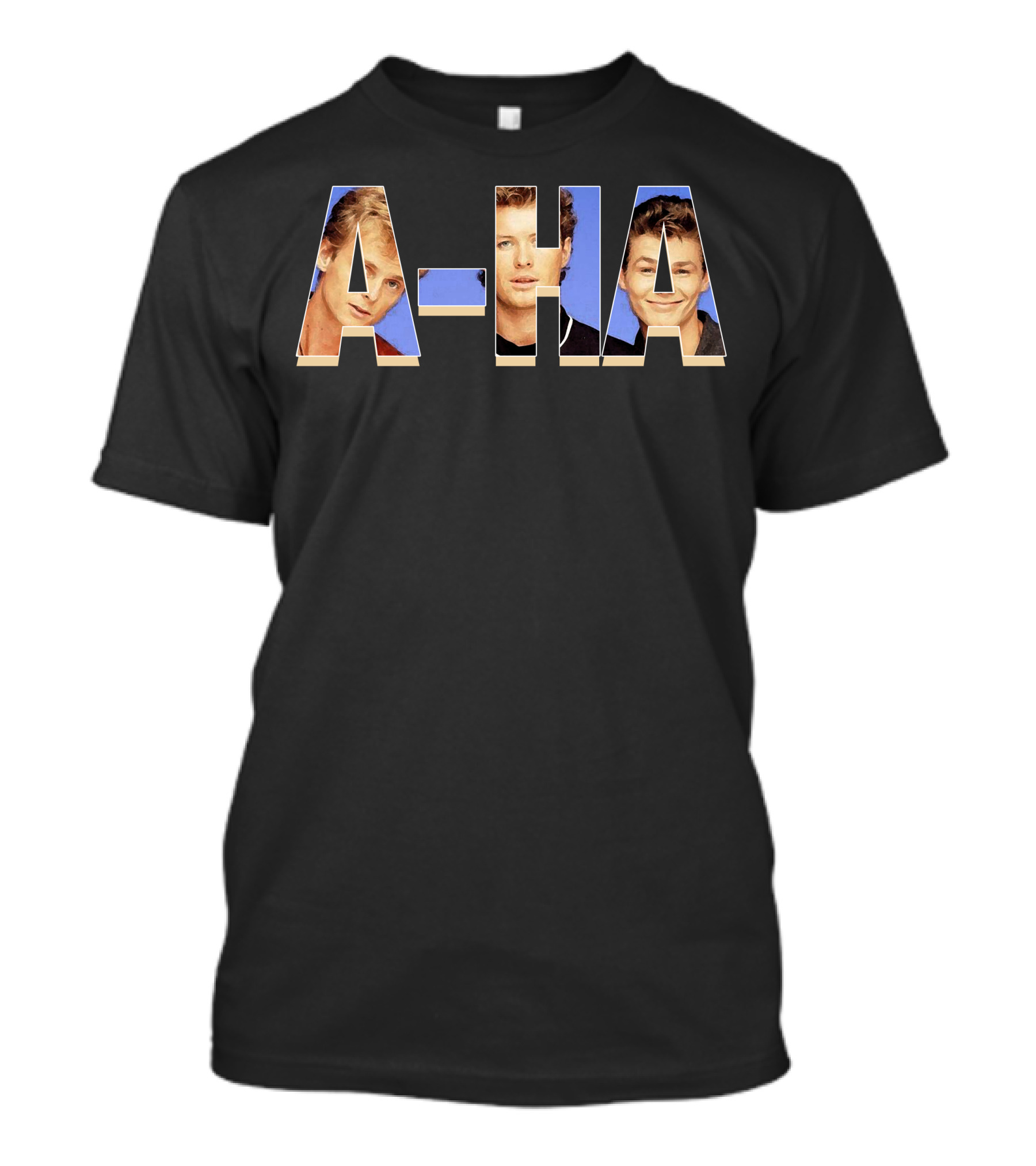 A-Ha Band Members Blue Background T-Shirt