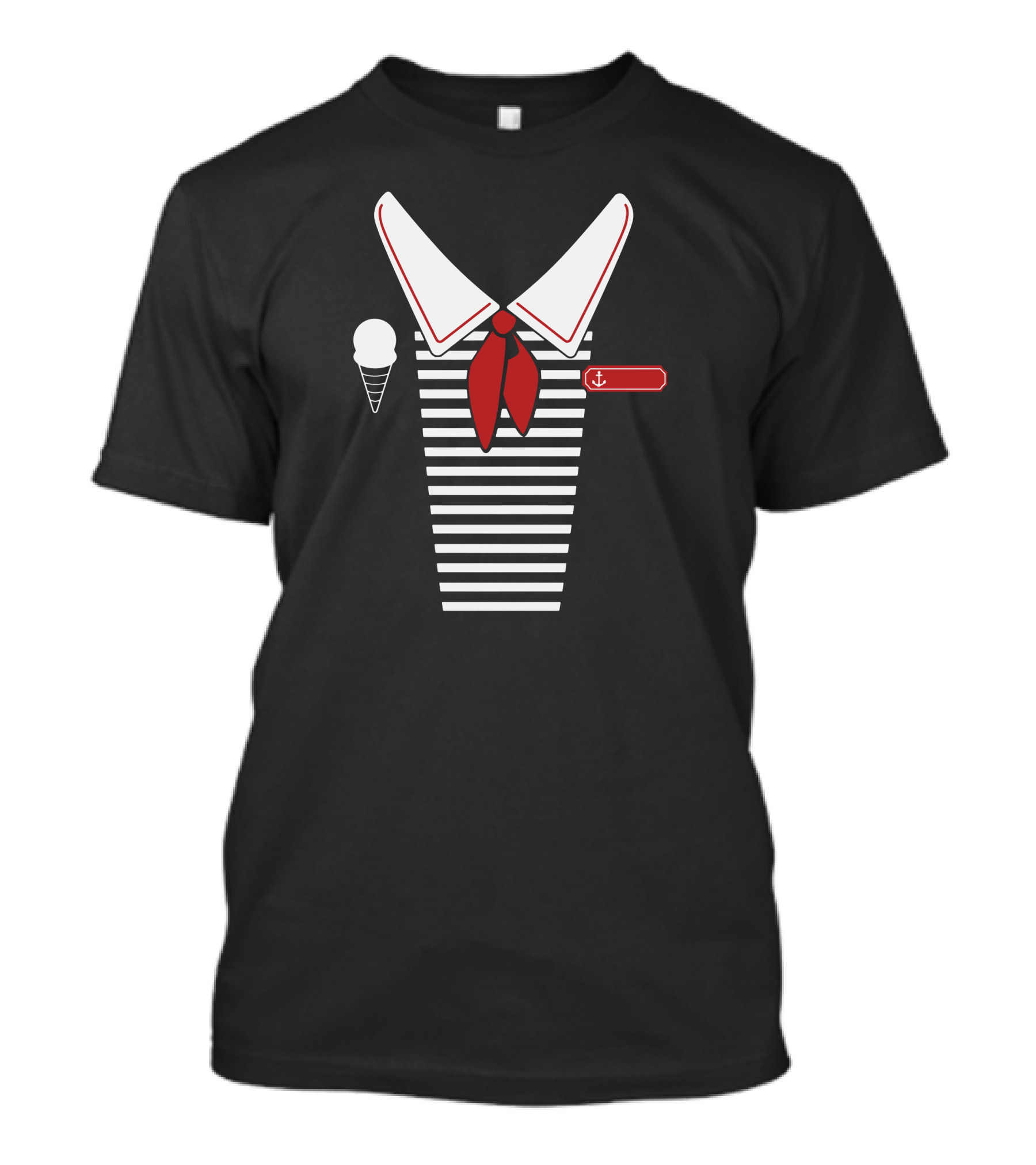 Ahoy Stripes Nautical Ice Cream Anchor Collar T-Shirt